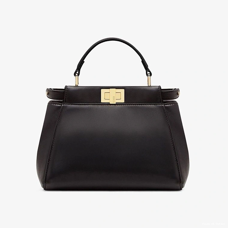 Affordable HOT In Handbag Peekaboo Mini Fendi Nappa Black Iconic Leather 0817